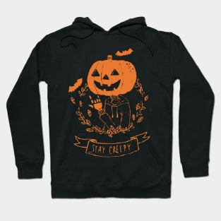 Stay Creepy Grunge Goth Black and Orange Hoodie